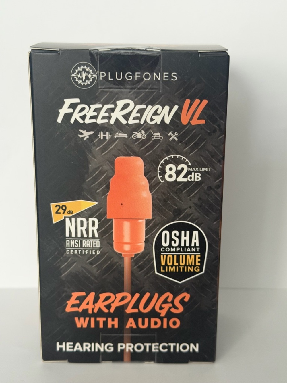 Plugfones FreeReign VL Earplugs with Audio - Orange - Brand New Factory Sealed!
